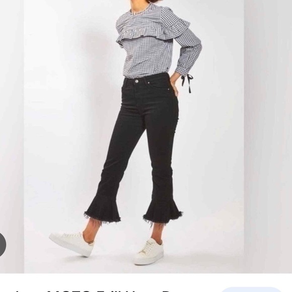 FDJ Suzanne Straight Ankle High Rise, Ruffle Kick Flare Denim Size 6 - Picture 1 of 9